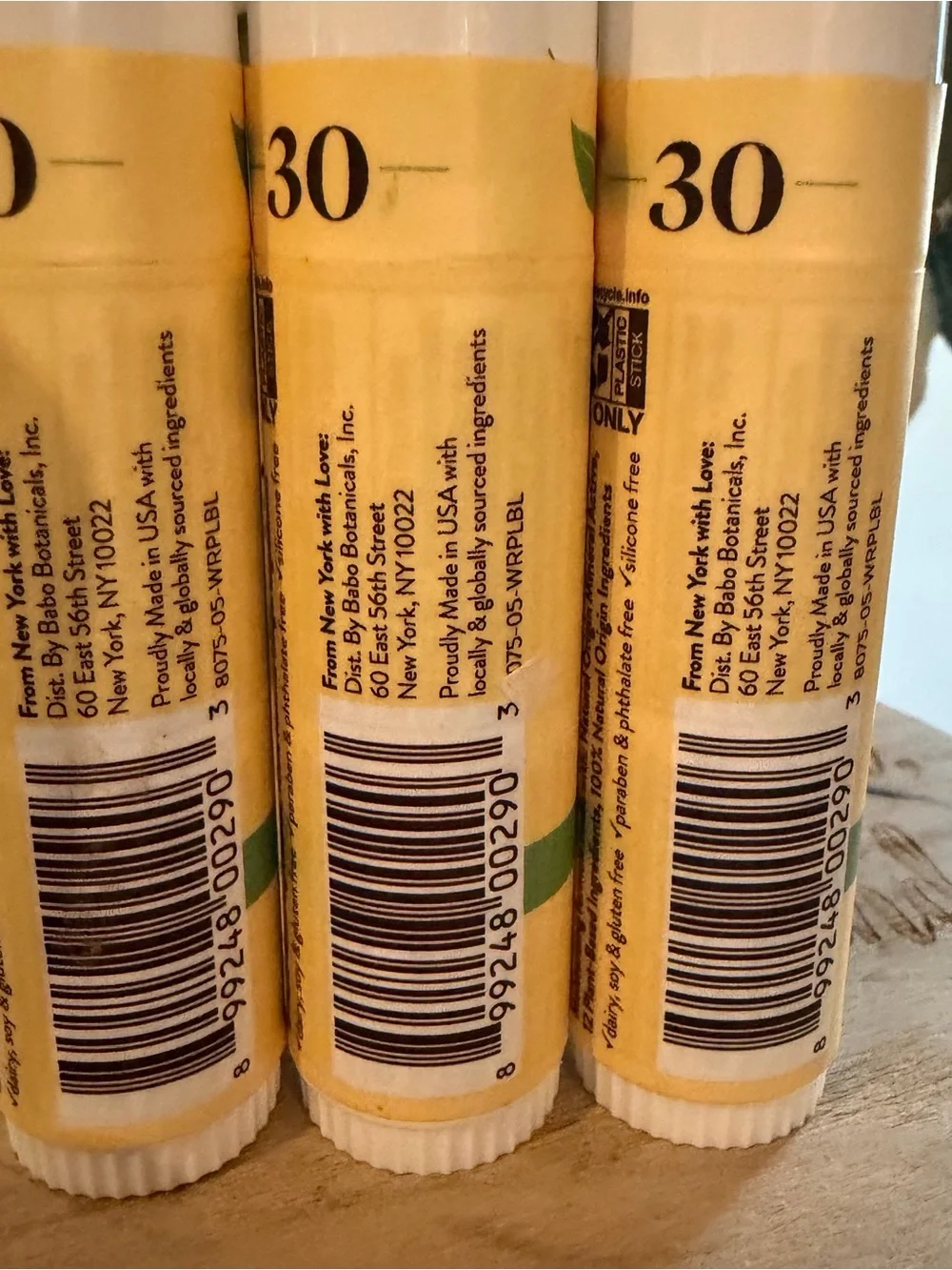 3x Babo Botanical Sheer Zinc Sensitive skin Mineral Sunscreen Stick SPF30 Vegan